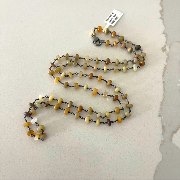 NWT One of a kind Ethopian Opal wired sterling silver 30”...